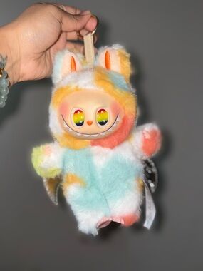 Lafufu Rainbow Fuzzy Dragon Plush Pendant- Pastel Multicolor